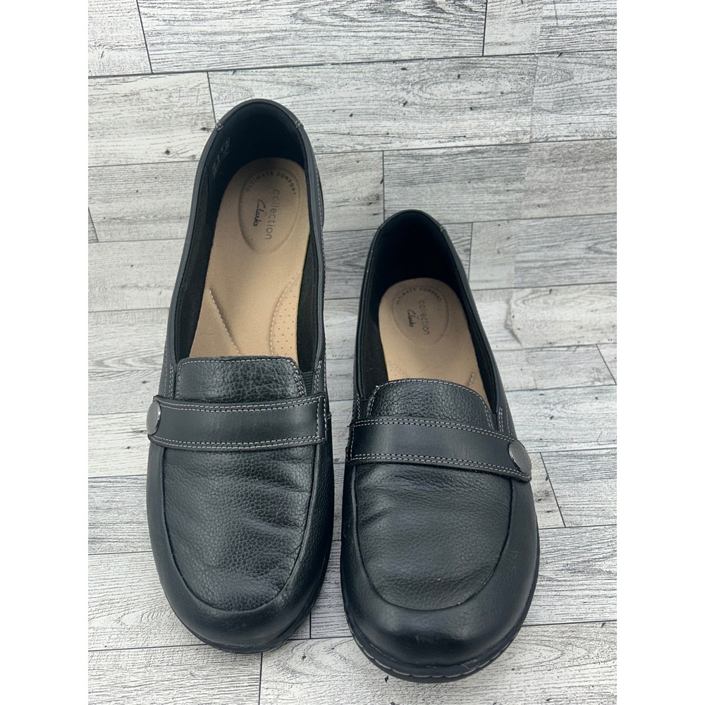 Clarks Collection Ashland Lane Black Leather Loafers Women Sz 12 M 261557724095
